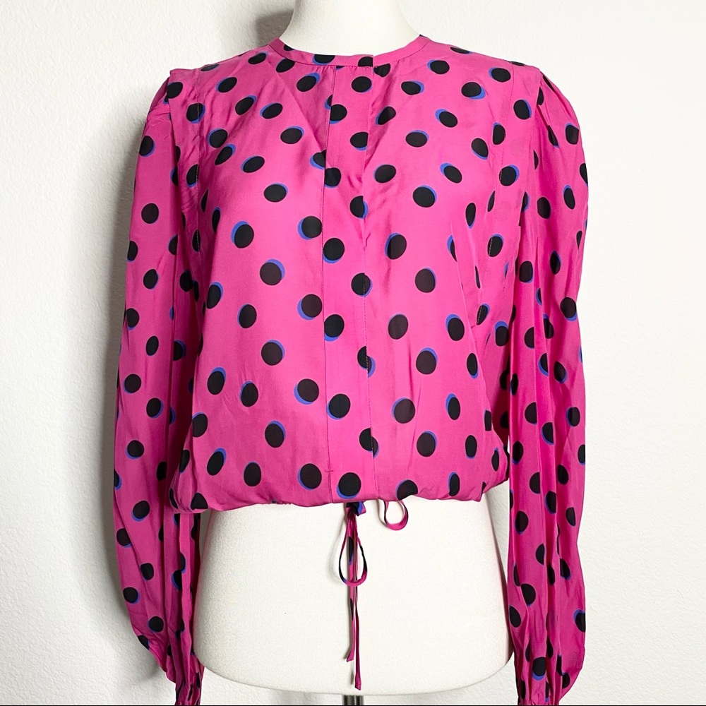 DEREK LAM 10 CROSBY Cropped Polka Dot Blou… - Picture 2 of 4